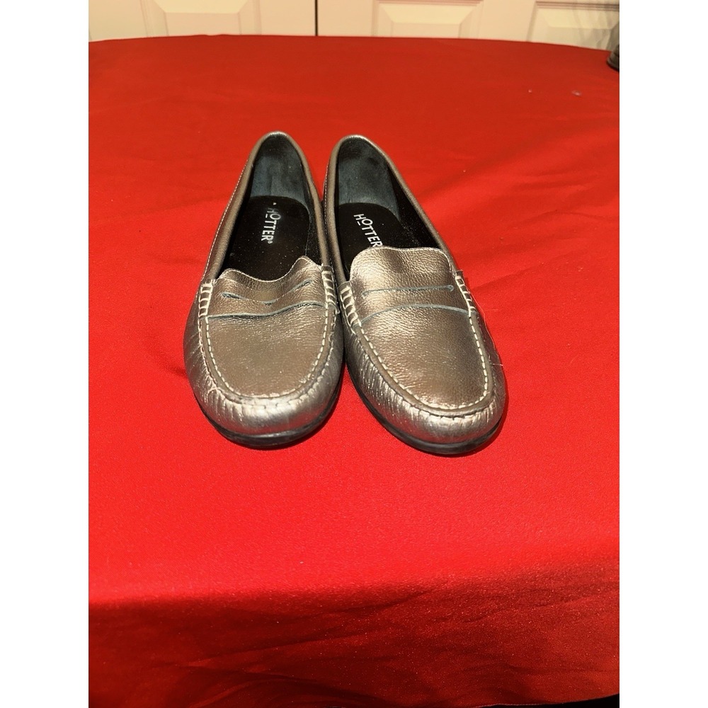 Hotter Drift Women's Loafer Slip On Shoes Silver Size 8.5